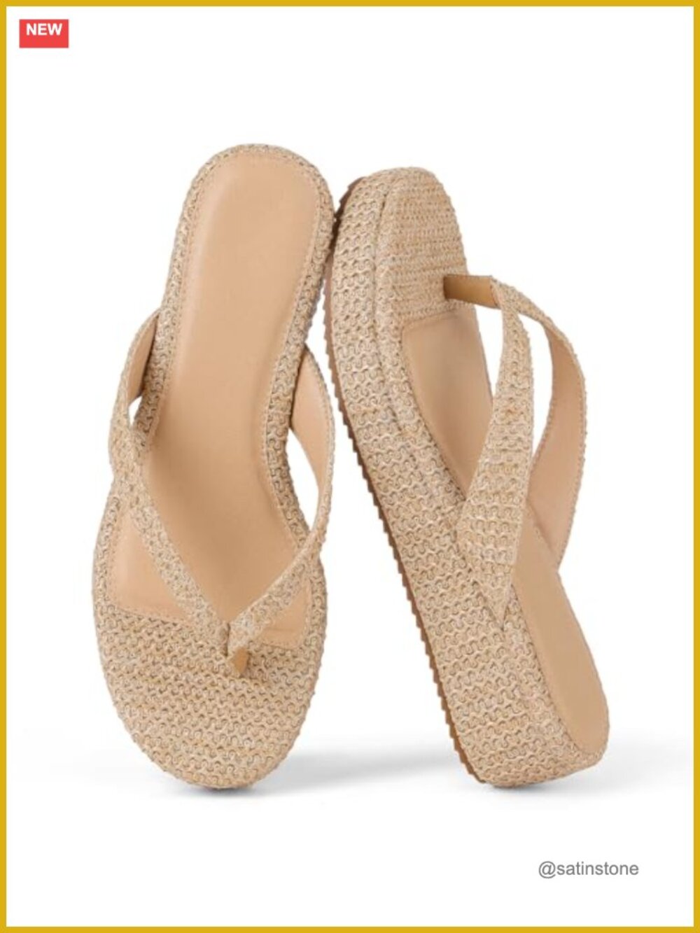 Women's Raffia Flip-Flop Platform Wedge Sandals Summer Beach Slides - Picture 1 of 6